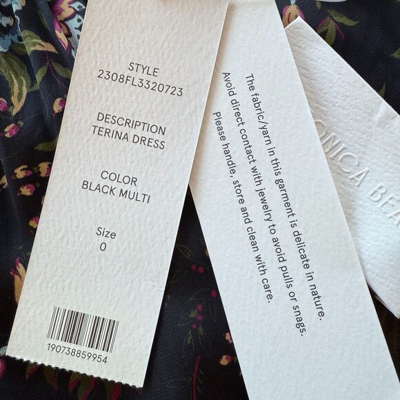 NWT Veronica Beard Terina Gathered Floral-Print Silk-Blend Midi Dress in Black 0 - Picture 10 of 16